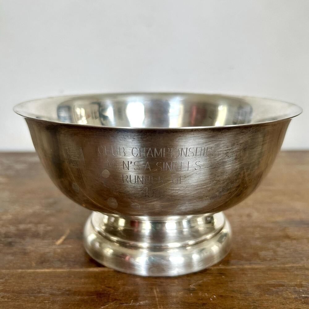 1981 Vintage Tennis Trophy Bowl | Mid Century Sports Decor | Cottagecore
